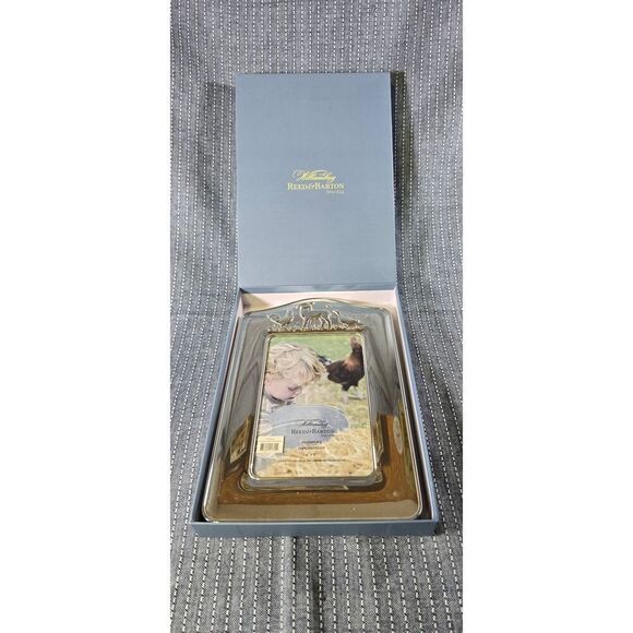 Williamsburg Reed & Barton Silverplate 4x6 "Farmyard Friends" Picture Frame - Picture 1 of 7